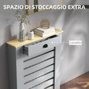 Copritermosifone a Doghe 78x19x95.5 cm Copricalorifero a Griglia con Cassetto in MDF Grigio      