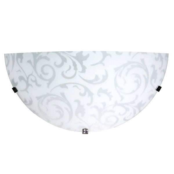 online Applique 1xE27 Crochets Chrome Plaque Verre Blanc Décoré Damas E-Energy Michela