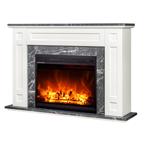 sconto Camino Elettrico da Pavimento 78x115x27 cm Effetto Fiamma 1500W Frida & Lorance Ivory/dark gray