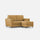 Canapé 2 places avec pouf 152x155x85 cm Yasel en tissu ocre