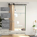 Kit Porta Scorrevole a Libro 122x0.5x4 cm con Binario e Cerniere in Acciaio al Carbonio Nero   