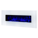 Camino Elettrico da Parete 55x128x14 cm Effetto Fiamma 1500W Madrid Led Bianco