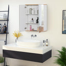 Pensile da Bagno 2 Ante Specchio 60x20,5x75 cm in Legno Bianco e Rovere