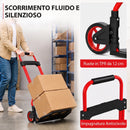 Carrello Portapacchi 38,5x40x102 cm con Maniglia Telescopica Portata 60 kg e Telaio in Acciaio Rosso      