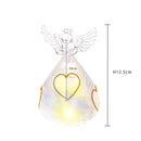 Set 2 Angeli Cuore con Led H12,5 cm in Vetro Oro