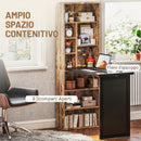 Scrivania Moderna Pieghevole 98x51x153 cm con Libreria e Lavagna in Legno e Metallo Marrone Rustico      