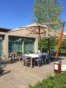 Ombrellone da Giardino Decentrato 3x4m in Legno Telo in Acrilico Danieli Tokio Ecrù