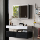 Armadietto a Specchio da Bagno 80x12,8x60 cm Illuminato a LED 3 Tonalità in Vetro e Alluminio Nero  