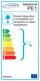 Applique 1xE27 Ganci Cromo Vetro Lastra Bianco-Nero E-Energy Dario