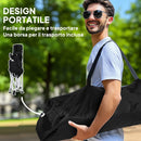 Set 2 Sedie Pieghevoli 82x50-100x88 cm con Poggiapiedi e Portabicchieri Nero  