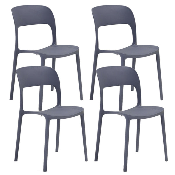 sconto Lot de 4 Chaises Empilables 85x45x56 cm en Polypropylène et Fibre de Verre Kate Gris Asphalte