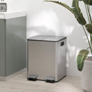 Pattumiera a Pedale 2 Sezioni da 20L 45,8x36x51,6 cm in Acciaio Inox e PP  