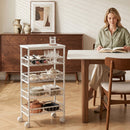 Carrello a 4 Ripiani 40x24x82 cm con Cestelli Estraibili in Metallo e Truciolato Bianco      