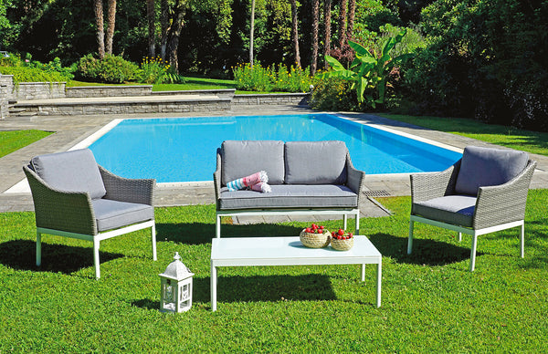 prezzo Ensemble de jardin canapé 2 fauteuils et table basse en aluminium Vorghini Sondrio