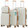 Set 4 Valigie Trolley Rigide con Beauty Case Resistente a Urti in Polipropilene Bianco Perla