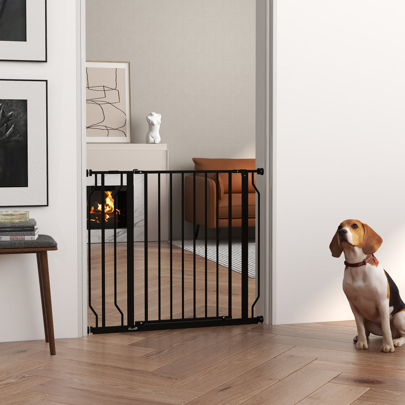 Cancelletto di Sicurezza per Cani Estensibile 75-95x76A cm in Acciaio e ABS Nero   