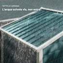Casetta Box da Giardino 210x120x190 cm con Porte Scorrevoli e Lucchetto con Chiavi in Metallo Verde      