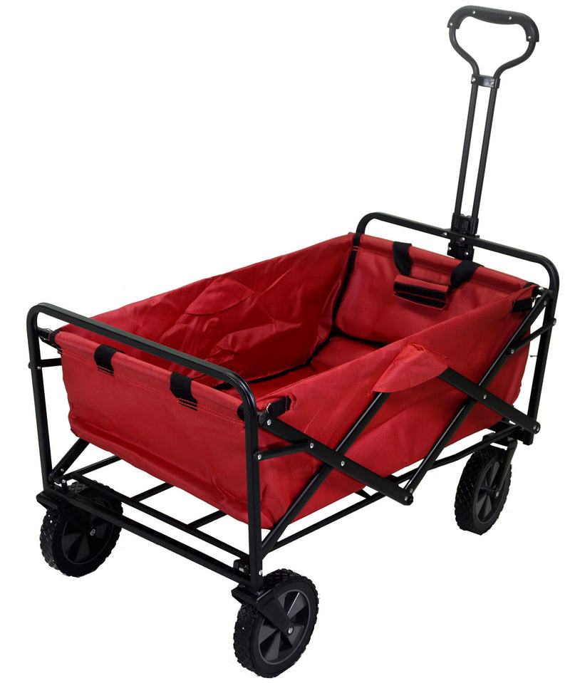 Carretto Carrello Pieghevole da Giardinaggio 89x48x59 cm in Metallo e Tessuto Rosso