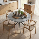Tavolo da Pranzo Rotondo Stile Industriale Ø100x75 cm con Piano in Truciolare e Gambe a Croce in Acciaio Grigio      