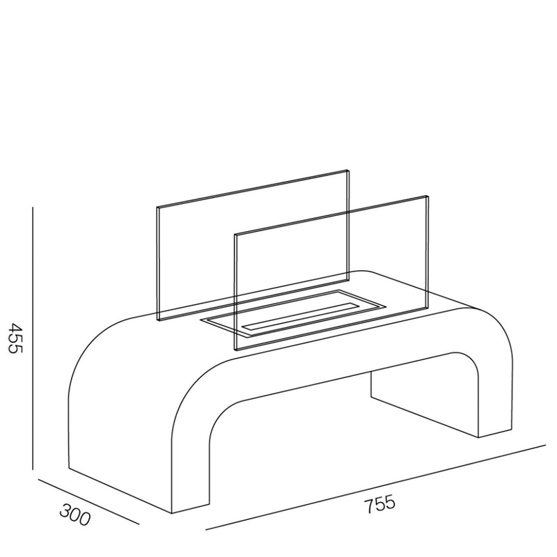 Camino a Bioetanolo da Pavimento 75,5x30x45,5 cm 2000W 1,5L Trento Nero 