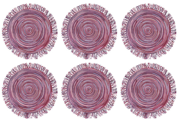 Set 6 Tovagliette con Frange Ø45x0,5 cm  in Polipropilene VdE Tivoli 1996 Shades of Provence sconto