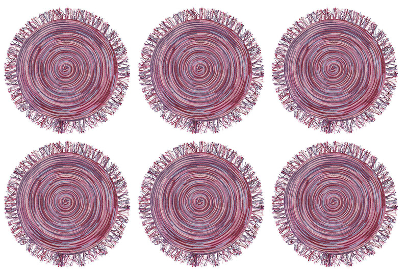 Set 6 Tovagliette con Frange Ø45x0,5 cm  in Polipropilene VdE Tivoli 1996 Shades of Provence