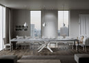 Tavolo Allungabile 160-420x90x77 cm Volantis Premium Cemento Telaio Bianco 
