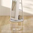 Specchio Portagioie 3 in 1 Girevole a 360° e Autoportante 55x55x161 cm in MDF Bianco  