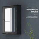 Mobile da Bagno Pensile con Specchio e Anta a Chiusura Magnetica 41x14x60 cm Nero      