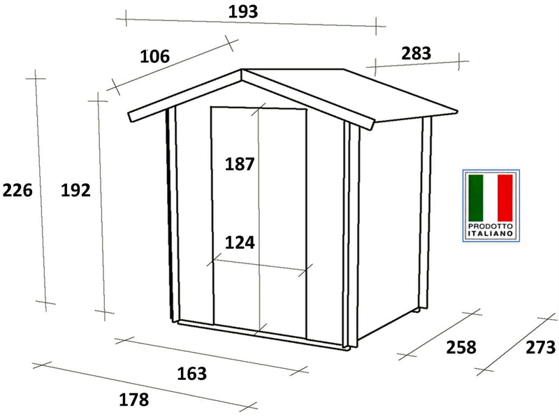 Casetta Box da Giardino per Attrezzi 178x273 cm con Porta Doppia Cieca in Legno Naturale