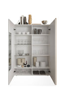 Vetrina Mobile Soggiorno Alto 2 Ante Senza Luci Venus 121x44x169 cm Bianco Lucido E Cadiz