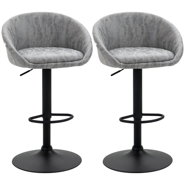 prezzo Lot de 2 tabourets de bar 57x50x84-104 cm assise simili cuir gris clair
