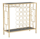 Console Porta Bottiglie Glam 76x30x75 cm in Ferro e Specchio Oro e Nero