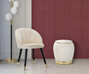 Puff Contenitore Paris Ø43x43 cm in Legno Spugna e Poliestere Crema e Oro
