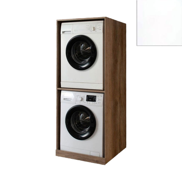 sconto Mobile Lavanderia a Colonna per Lavatrice e Asciugatrice Senza Ante 70x70x174A cm in Nobilitato Unika Bianco Latte