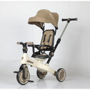 Passeggino Triciclo 70x30x96 cm con Sedile Girevole 360° Trasformabile in Bicicletta Pedagogica Bianco e Beige    