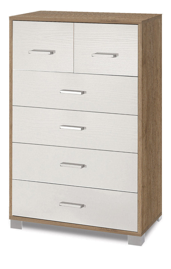 sconto Cassettiera 4+2 Cassetti 70x112x41 cm Noce Stelvio/Bianco Fiammato