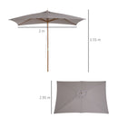 Ombrellone da Giardino 2x3 m in Legno con Copertura Rimovibile in Poliestere Grigio 