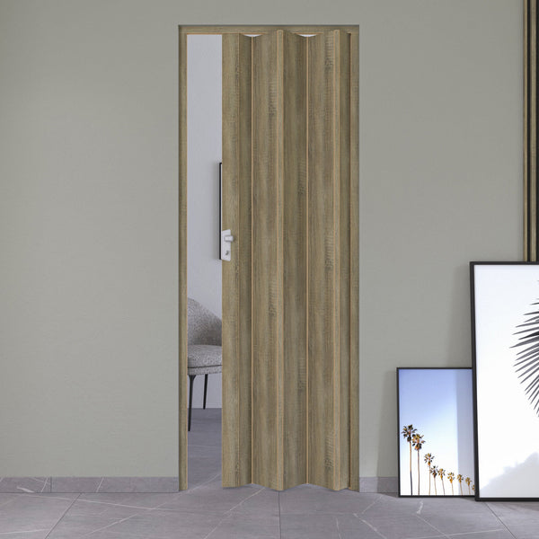 online Porte pliante intérieure 83x214 cm en PVC Caroline Chêne Cognac Foncé