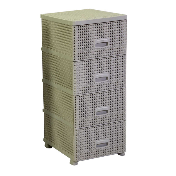 Commode 4 tiroirs 43x36,8xh89,4 cm en Plastique Crème sconto