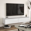 Mobile Sospeso con Armadietti con Ante a Ribalta 160x35x30 cm in Legno Bianco Lucido   