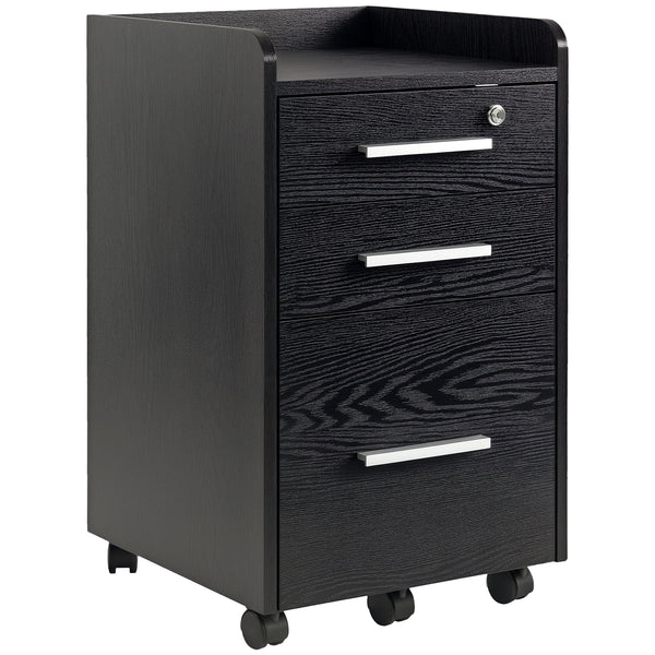 Cassettiera Portadocumenti 39,2x40x65,4 cm Cassetti con Chiavi di Sicurezza e 5 Ruote in MDF Nero prezzo