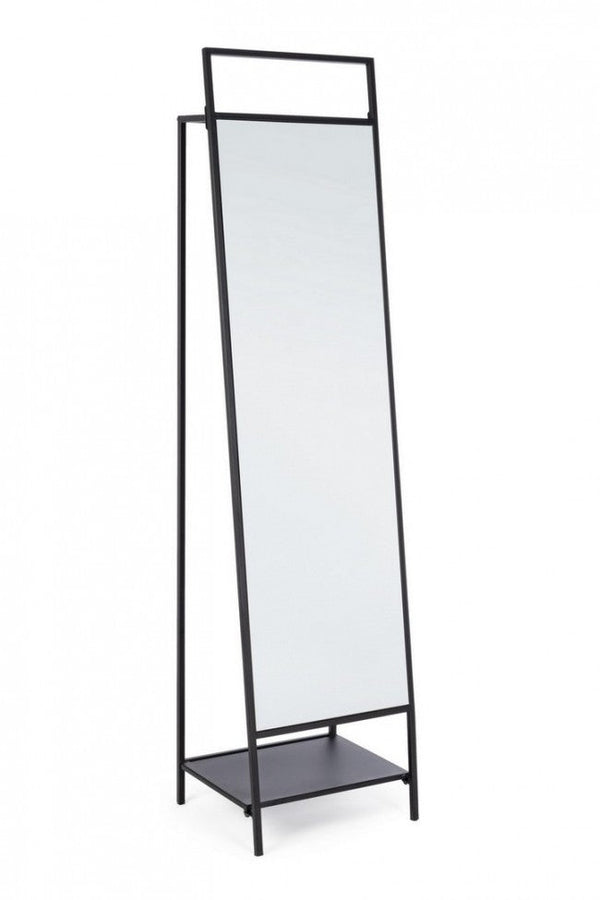 Miroir avec portemanteau noir Ekbal en acier sconto