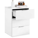 Comodino Mobiletto Cassettiera 3 Cassetti Design Moderno in legno MDF Bianco