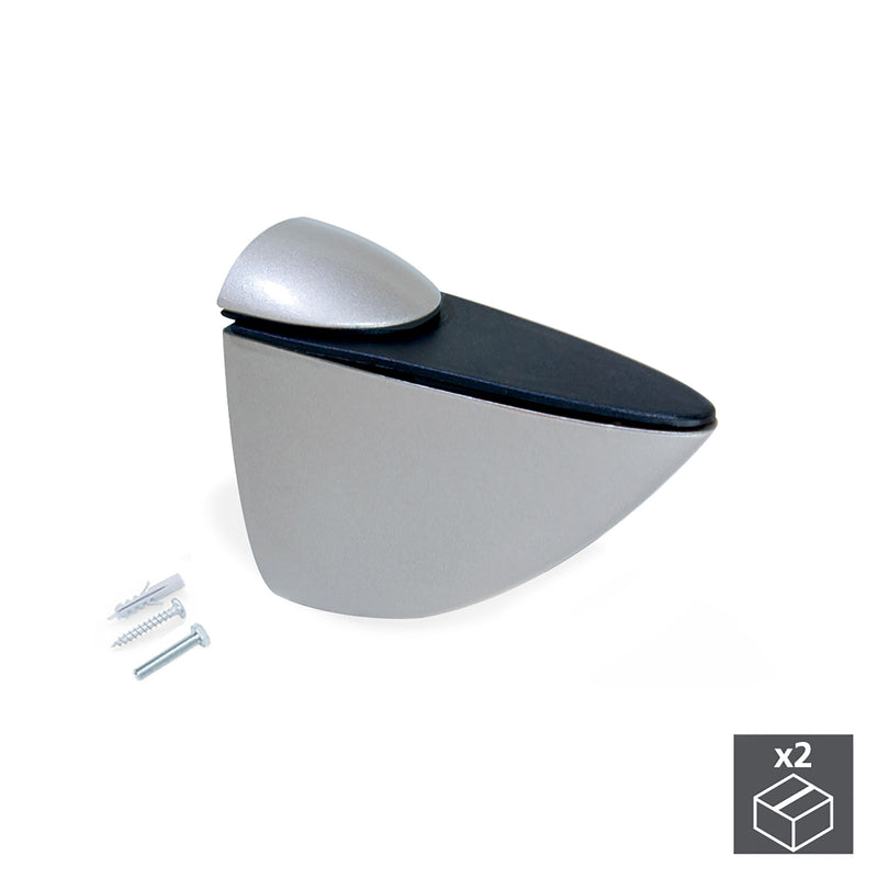 Reggipiano per Mensole di Legno/Vetro Imballo 1 Set Verniciato Alluminio e Zama Emuca