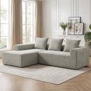 Divano Angolare 3 Posti Senza Struttura 242x178x83 cm con Seduta Ampia e Profonda in Ciniglia Grigio Chiaro      