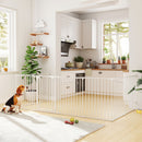 Recinto per Cani a 8 Pannelli Modulabili 61x3x75 cm con Chiusura Automatica in Acciaio e ABS Bianco      