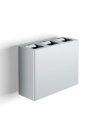 Pattumiera a Muro a 3 Scomparti Totale 60 L 76x28x56 cm con Contenitori Interni in Acciaio Verniciato Grigio 