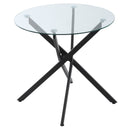 Tavolino da Salotto Ø80x75 cm con Piano in Vetro Gambe in Metallo Nero