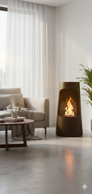 Camino a Bioetanolo da Pavimento Ø50x96 cm Dubai Nero